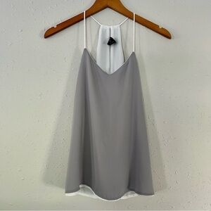 🦋 Express Grey White Reversible Tank Top Blouse XXS Neutral Summer Lightweight